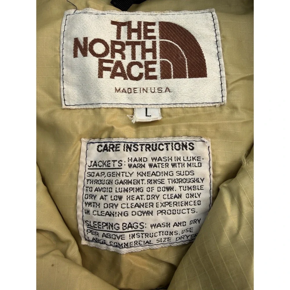 VINTAGE  NORTH FACE  BROWN LABEL  GOOSE DOWN VEST  LARGE  MADE IN USA